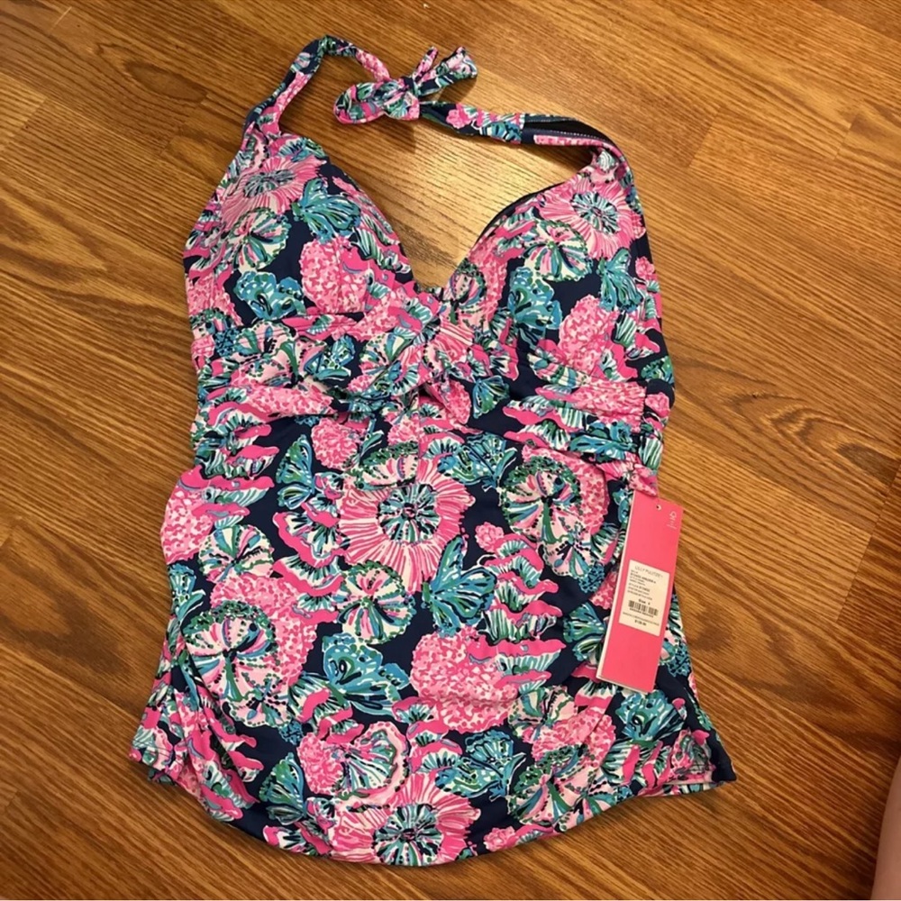 Lily Pulitzer size 4 Swim Top Tankini Brand New With Tags Oyster Bay Navy Amren